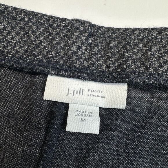 J Jill Ponte Knit Leggings Sz Medium Gray Houndstooth Pull On Stretch Pants - Picture 3 of 10